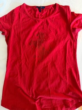 Ferrari Red Crew Neck Tee with Navy Label